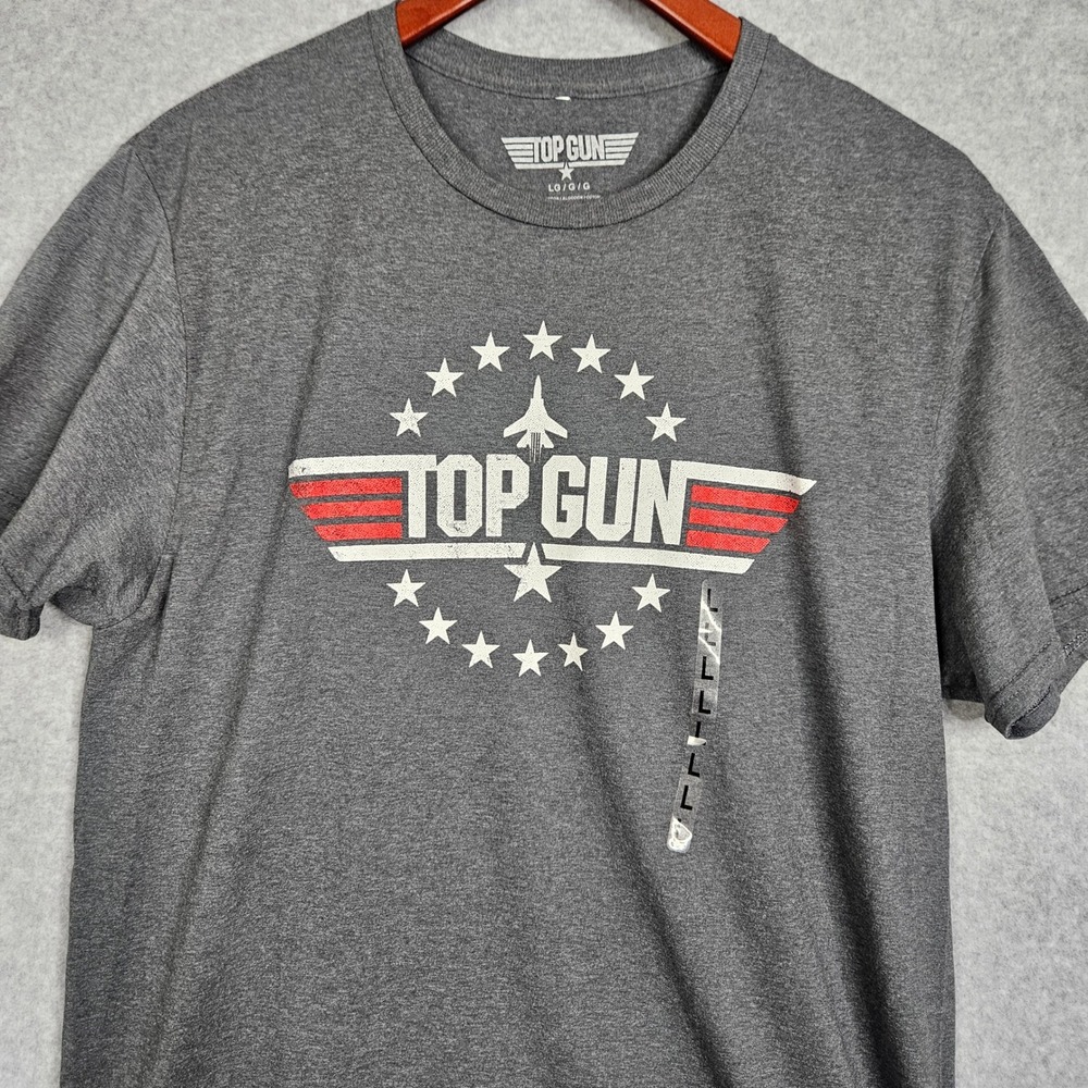 Top Gun Mens Graphic T-Shirt Charcoal Gray Movie Logo Tee  Large New